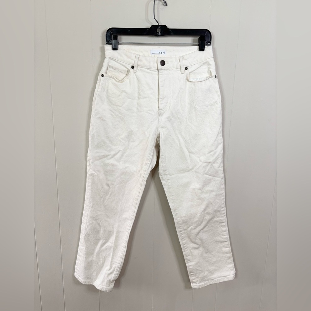 Loft curvy high waist straight crop jeans winter white size 4/27